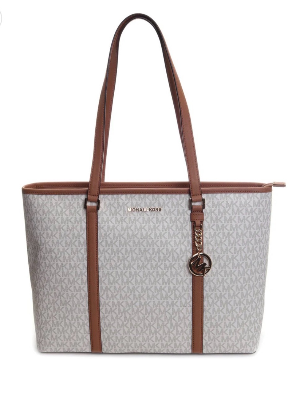 Michael Kors Vanilla Acorn Large Sady Laptop Tote Logo Tote